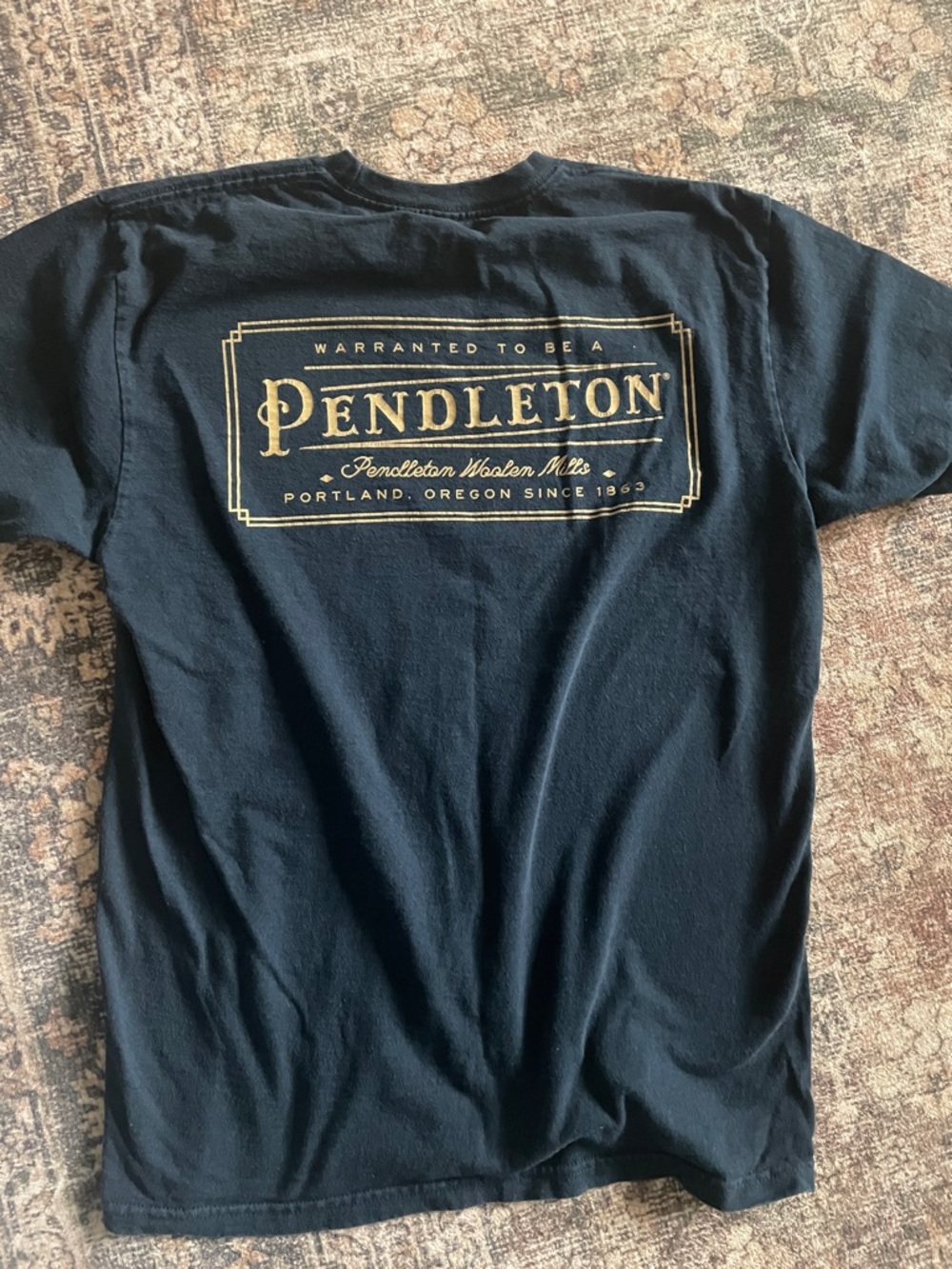 Pendleton Blue Short-Sleeve Tee with Gold Logo Print
